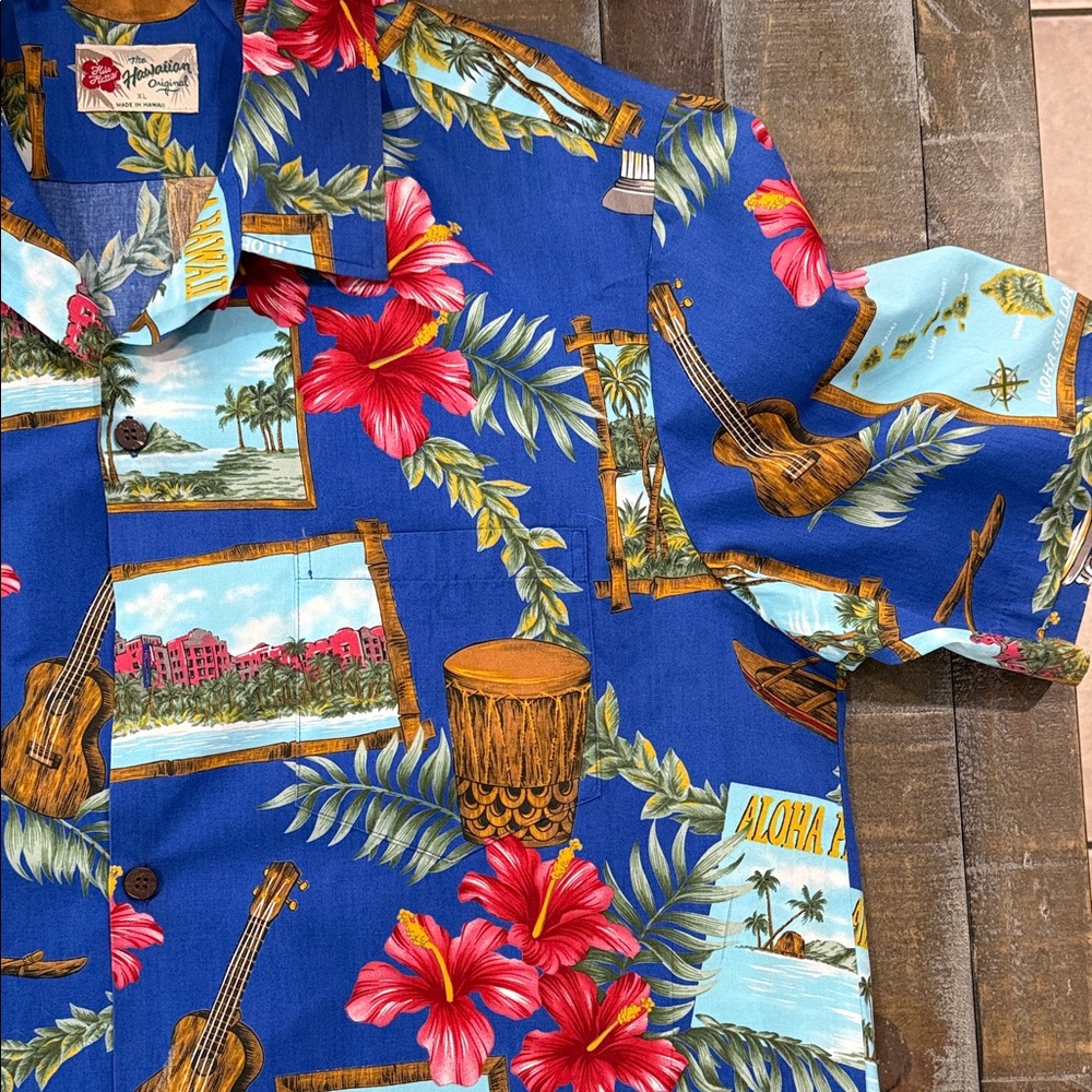 Vtg Hilo Hattie The Hawaiian Original Postcard Aloha Shirt Mens XL - Picture 7 of 10